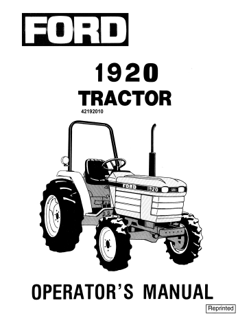 New Holland 1920 Tractor Operator Manual 42192010 PDF