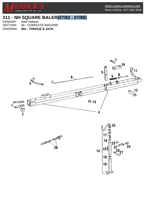 New Holland 311-NH Square Baler Parts Catalogue Manual 07/82-07/88 PDF