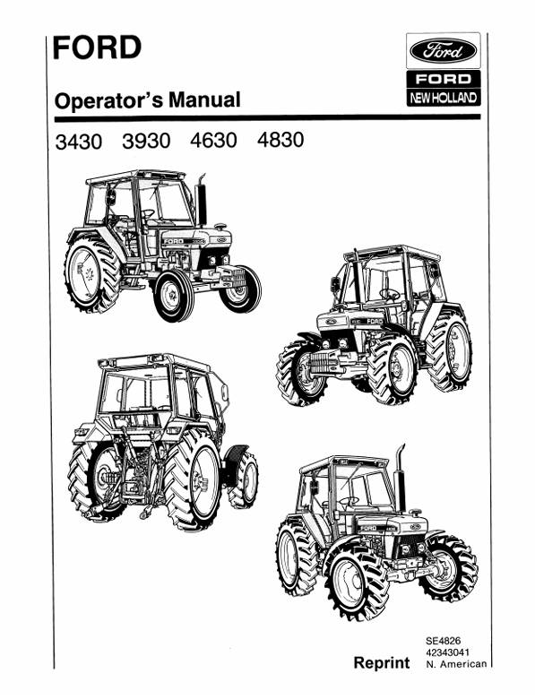 New Holland 3430, 3930, 4630, 4830 Operator Manual 42343041 PDF