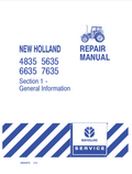 New Holland 4835, 5635, 6635, 7635 Repair Manual 86566076 PDF
