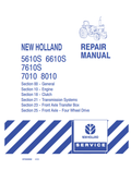 New Holland 5610S, 6610S, 7610S, 7010, 8010 Repair Manual 87032902 PDF
