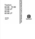 New Holland 62-86, 72-86, 72-86 LP, 82-86, 82-86 LP Operator Manual PDF