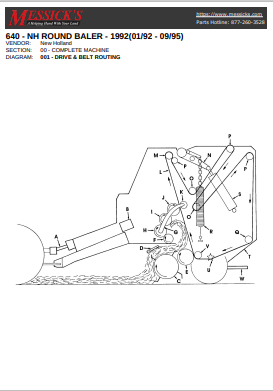New Holland 640-NH Round Baler Parts Catalogue Manual 01/92-09/95 PDF