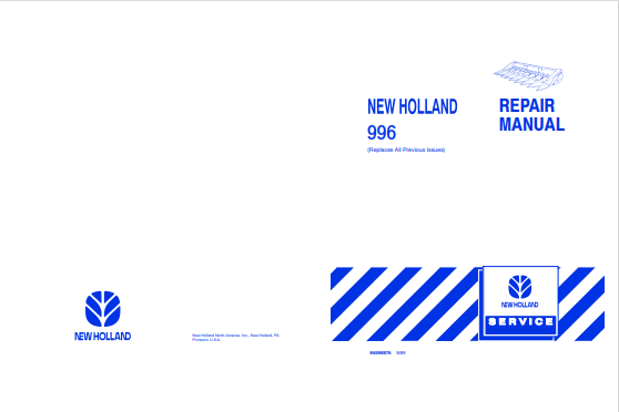 New Holland 996 Corn Head Combine Repair Manual 86598876 PDF