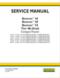 New Holland Boomer 45, 50, 55 Tier 4B Compact Tractor Service Manual 48144020 PDF