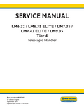 New Holland LM6.32, LM6.35 ELITE, LM7.35, LM7.42 ELITE, LM9.35 Tire 4 Telescopic Handler Service Manual 48192602 PDF