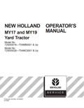 New Holland MY17, MY19 Yard Tractor Operator Manual 87040090 PDF