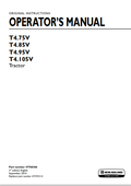 New Holland T4.57V, T4.85V, T4.95V, T4.105V Tractor Operator Manual 47768366 PDF