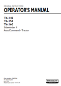 New Holland T6.140, T6.150, T9.160 Tractor Operator Manual 47897286 PDF