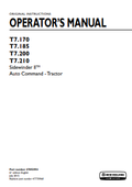 New Holland T7.170, T7.185, T7.200, T7.210 Sidewinder II  AutoCommand Tractor Operator Manual 47892994 PDF