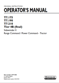 New Holland T7.175, T7.190, T7.210 Tire 4B Sidewinder II Range Command Power Command Tractor Operator Manual 47771682 PDF