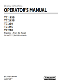 New Holland T7.195S, T7.215S, T7.230, T7.245, T7.260 Tractor Operator Manual 48072398 PDF