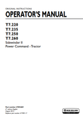 New Holland T7.220, T7.235, T7.250, T7.260 Sidewinder II Power Command Tractor Operator Manual 47894469 PDF