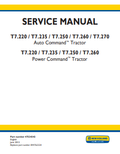 New Holland T7.220, T7.235, T7.250, T7.260, T7.270 Auto Command T7.220, T7.235, T7.250, T7.260 Power Command Tractor Service Manual 47524342 PDF