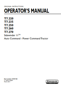 New Holland T7.220, T7.235, T7.250, T7.260, T7.270 Sidewinder 11 Auto Command, Power Command Tractor Operator Manual 47457140 PDF