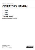 New Holland T7.230, T7.245, T7.260 Power Command Tractor Operator Manual 47789212 PDF