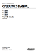 New Holland T7.230, T7.245, T7.260 Tier 4B Tractor Operator Manual 47960429 PDF