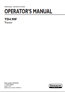 New Holland TD4.90F Tractor Operator Manual 47918153 PDF
