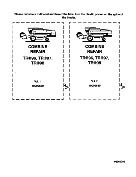New Holland TR96, TR97, TR98 Combine Repair Manual 40009630 PDF