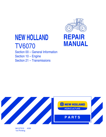 New Holland TV6070 Repair Manual 84127310 PDF