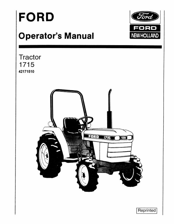 New Holland Tractor 1715 Operator Manual 42171510 PDF