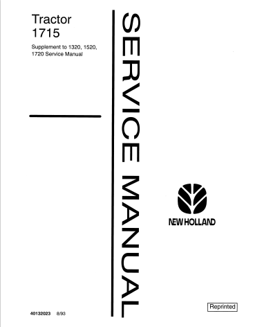 New Holland Tractor 1715 Supplement to 1320, 1520, 1720 Service Manual 40132023 PDF