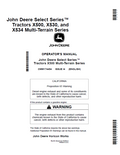 John Deere Select Series™ Tractors X500, X530, and X534 Multi-Terrain Series Operator Manual OMM174454 PDF