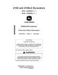 John Deere 210G and 210GLC Excavators Operator Manual OMT308593 PDF