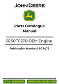 John Deere 5030TF270 OEM Engine Parts Catalogue Manual PC9672 PDF
