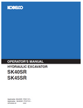 Kobelco Machine Hydraulic Excavator SK40SR,SK45SR Operator Manual PDF