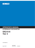 Kobelco Machine Hydraulic Excavator SK210-8 TIER 3 Operator Manual PDF