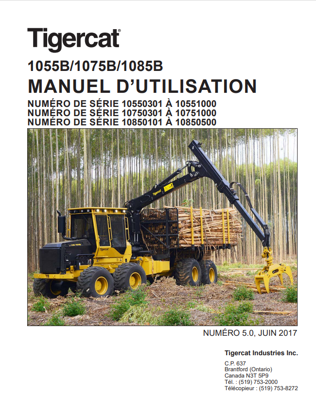 Tigercat 1055B, 1075B, 1085B User Manual 45212A