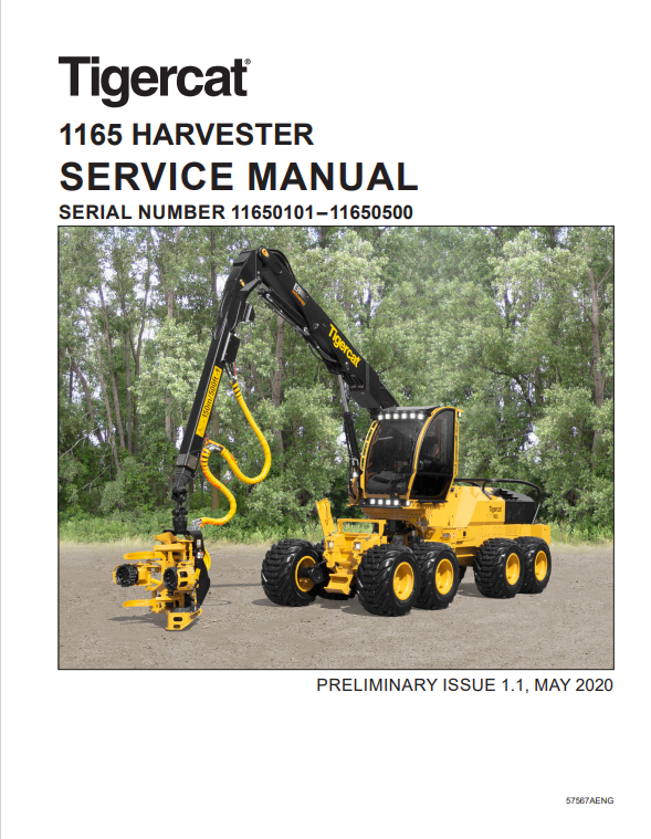 Tigercat 1165 Harvester Service Manual 57567AENG