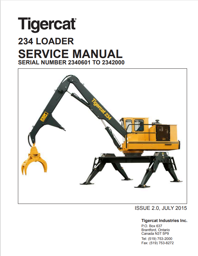 Tigercat 234 Loader Service Manual 29467A 1