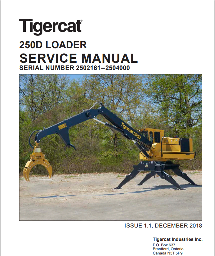 Tigercat 250D Loader Service Manual 44259AENG 1
