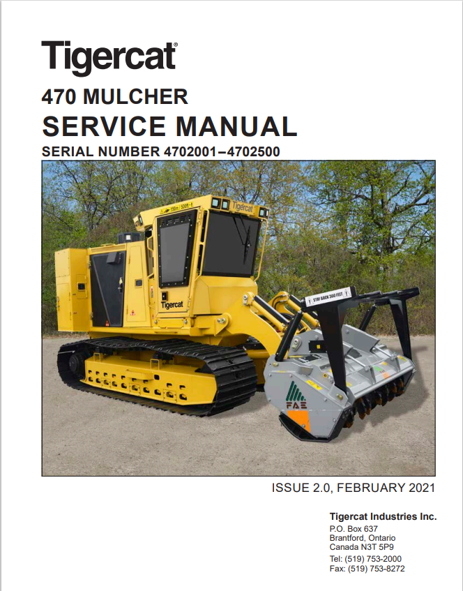 Tigercat 470 Mulcher Service Manual 55991AENG