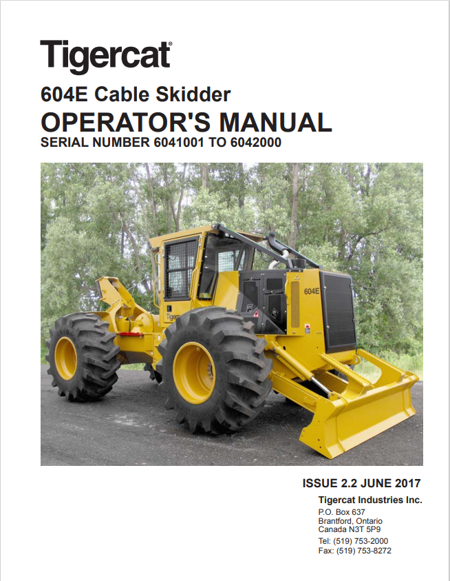 Tigercat 604E Cable Skidder Operator Manual 47433AENG