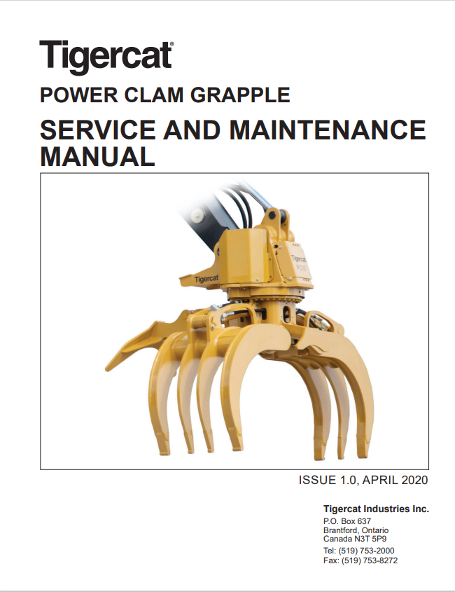 Tigercat 61486A Power Clam Grapple Service And Maintenance Manual 61486AENG