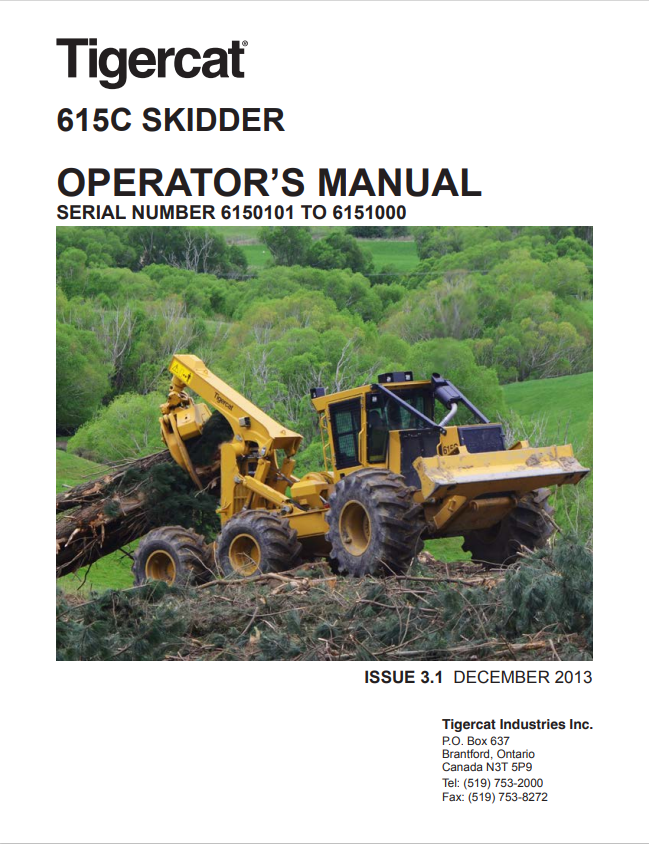 Tigercat 615C Skidder Operator Manual 39921AENG