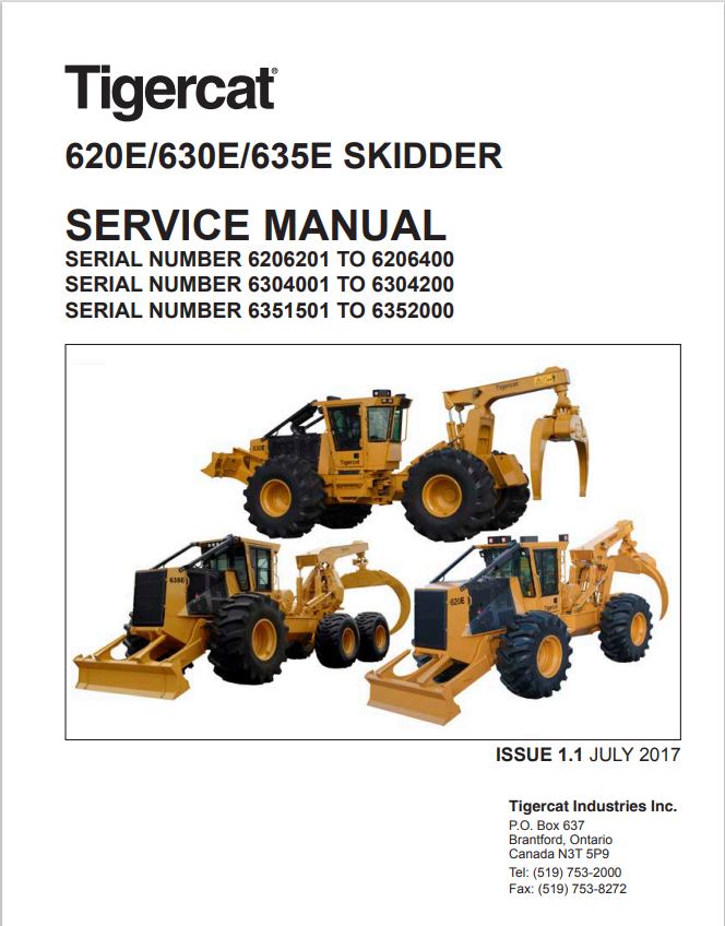 Tigercat 620E, 630E, 635E Skidder Service Manual 41336AENG