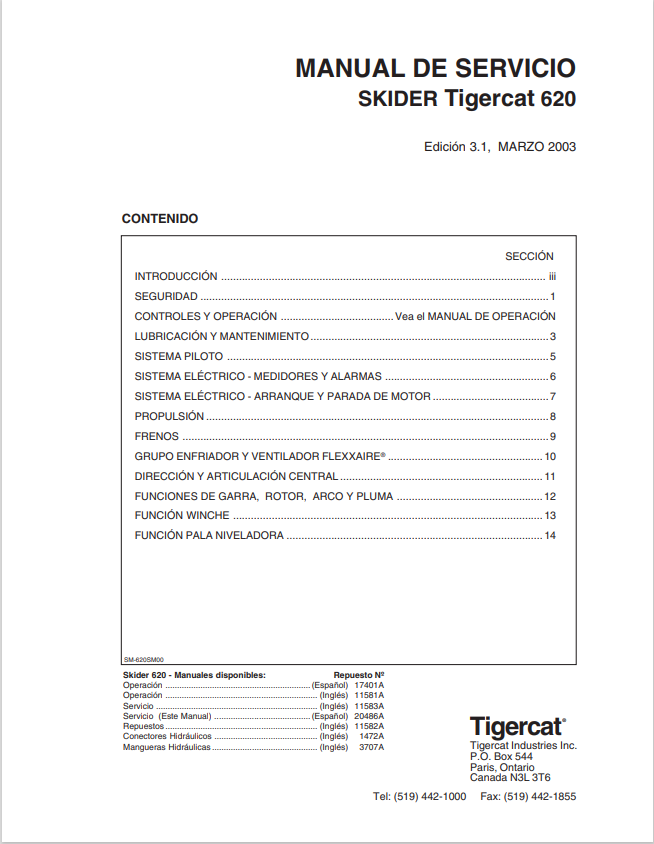 Tigercat 620 Skidder Service Manual 11583A