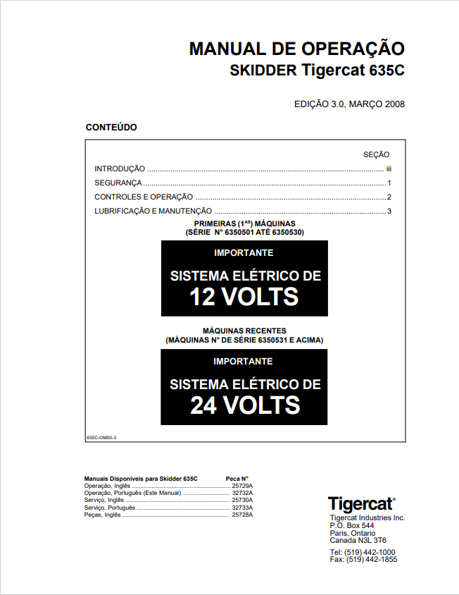 Tigercat 635C Skidder Operating Manual