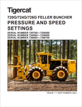 Tigercat 720g, 724g, 726g Feller Buncher Pressure And Speed Settings Manual
