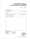 Tigercat 726D Feller Buncher Operator Manual 24256A