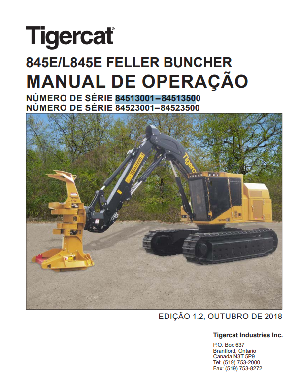 Tigercat 845E, L845E Feller Buncher Operating Manual 54709AENG