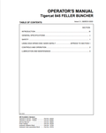 Tigercat 845 Feller Buncher Operator Manual 4252A