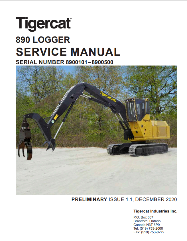 Tigercat 890 Logger Service Manual 54278AENG