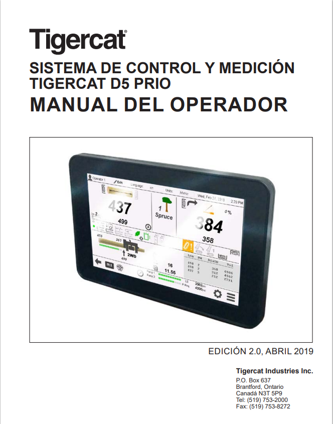 Tigercat D5 Prio Control And Measurement System Operator Manual 43636AENG
