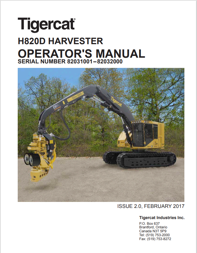 Tigercat H820D Harvester Operator Manual 47776AENG

