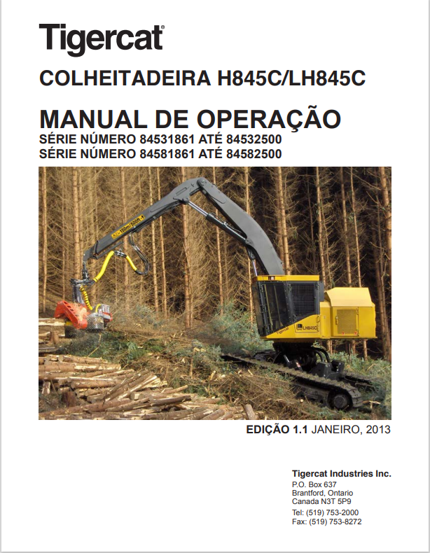 Tigercat H845C, LH845C Harvester Operating Manual 40229AENG